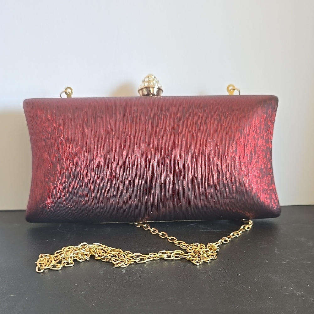 Red and Gold Clutch with Elegant Closure